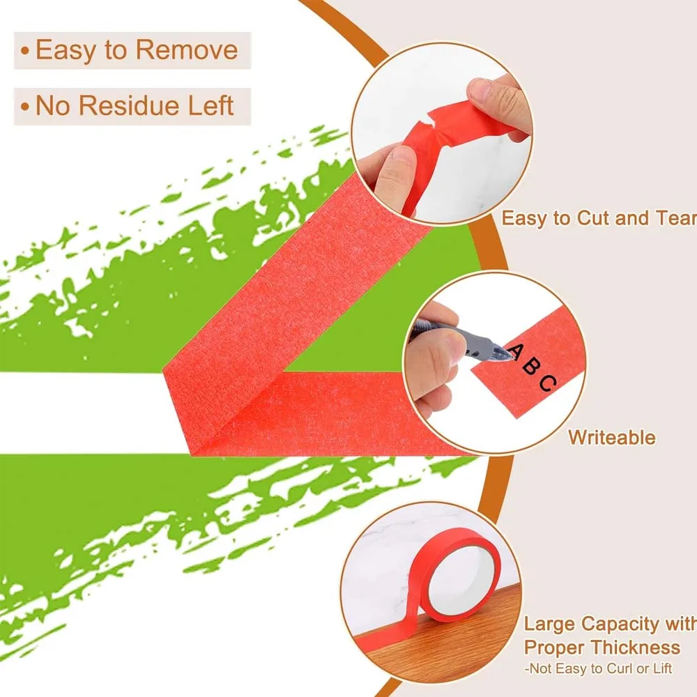 3/6pcs red paper Masking Tape Painters Bulk Craft Tape for Wall Painting Labeling Car Painting Home DIY Flower Crafts Decoration