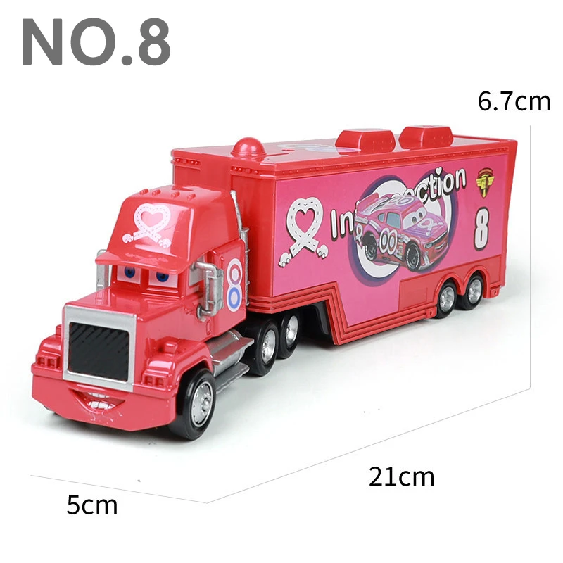 Pixar Cars Greg Candyman's Hauler Modellauto Anime-Figur Mack Container Trucks Semi-Hauler Dinoco Racing Spielzeug Kindergeschenke – Detail 16