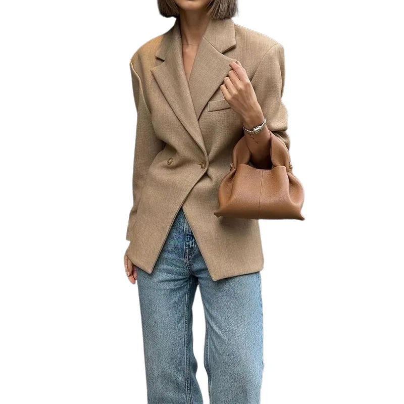 A New Cross-border Women's Suit Jacket with Fashionable and Elegant Solid Color High-end Feel for Autumn and Winter Stock Simple