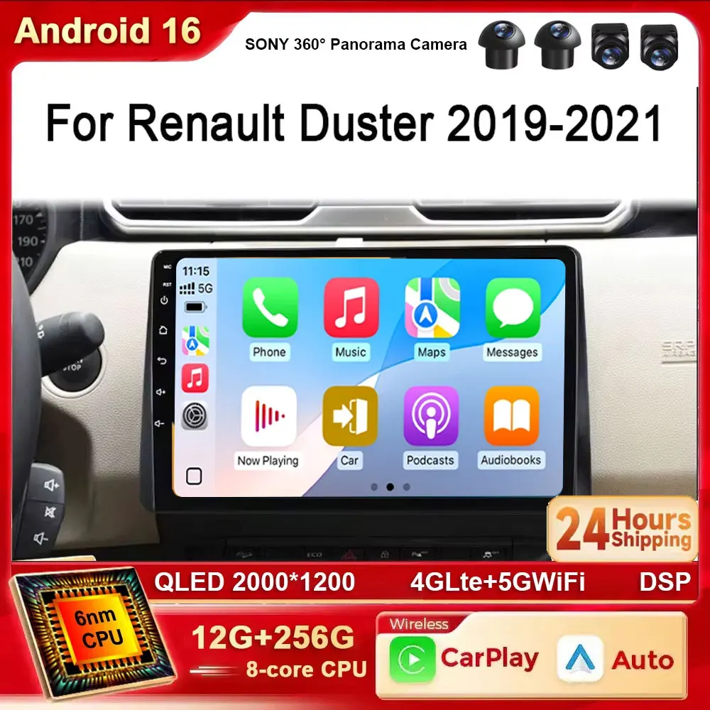 Android 16 4G Car Radio For Renault Duster HM 2 2020 2021 Arkana 2019-2021 Multimedia Video Player Navigation stereo Carplay DSP