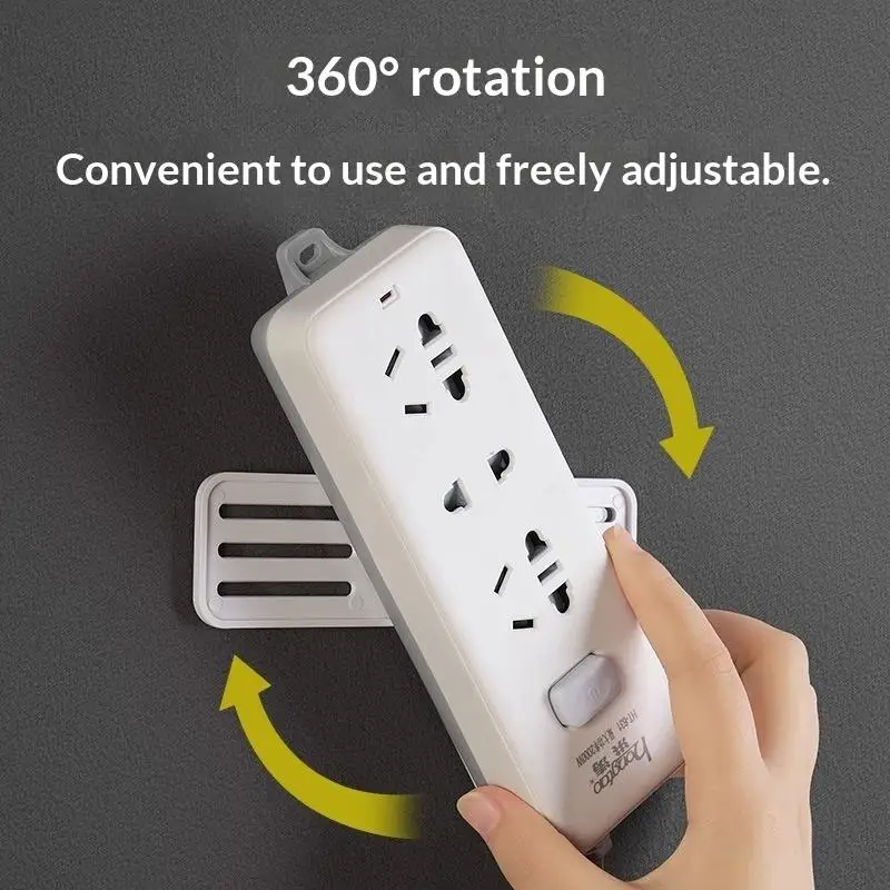Wall-Mounted Power Strip Holder Self-Adhesive Desktop Socket Fixer Fixator Plug Socket Cable Wire Organizer Rack
