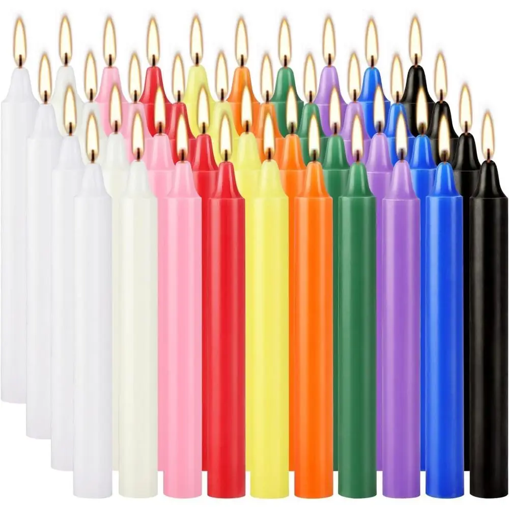 40 Pack Assorted Color Spell Chime Candles, 4 Inch Mini Taper Candles for Home Decor, Kitchen Decor, Wedding Decoration - 10 Col