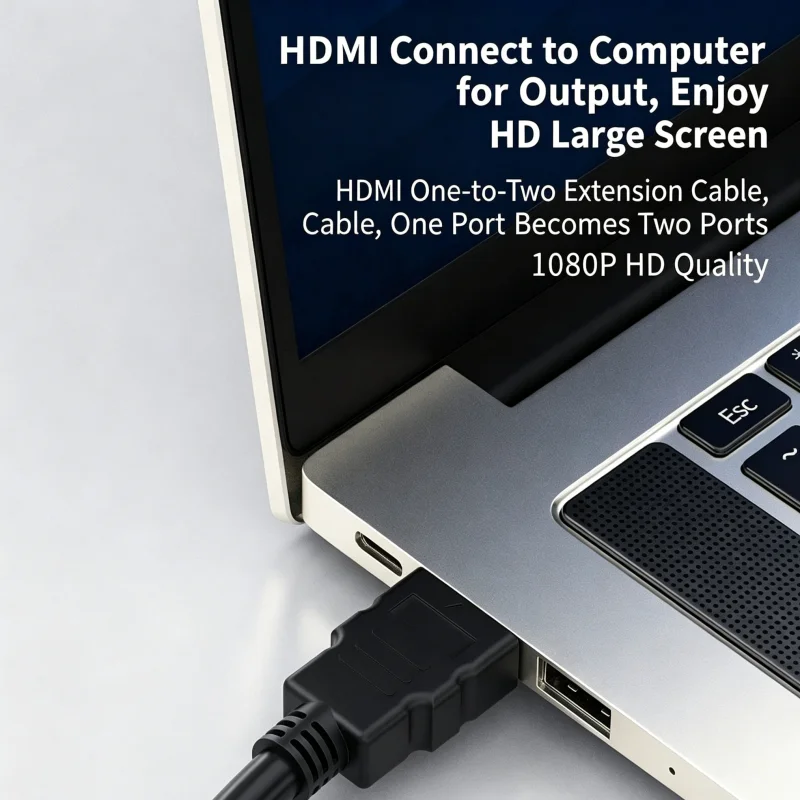 HDMI 1 Male to 2 Female Splitter Cable 0.3M HDMI 1.4 HD Video Extension Cord 1080P Single Screen Output，Micro USB 0.3m Cable