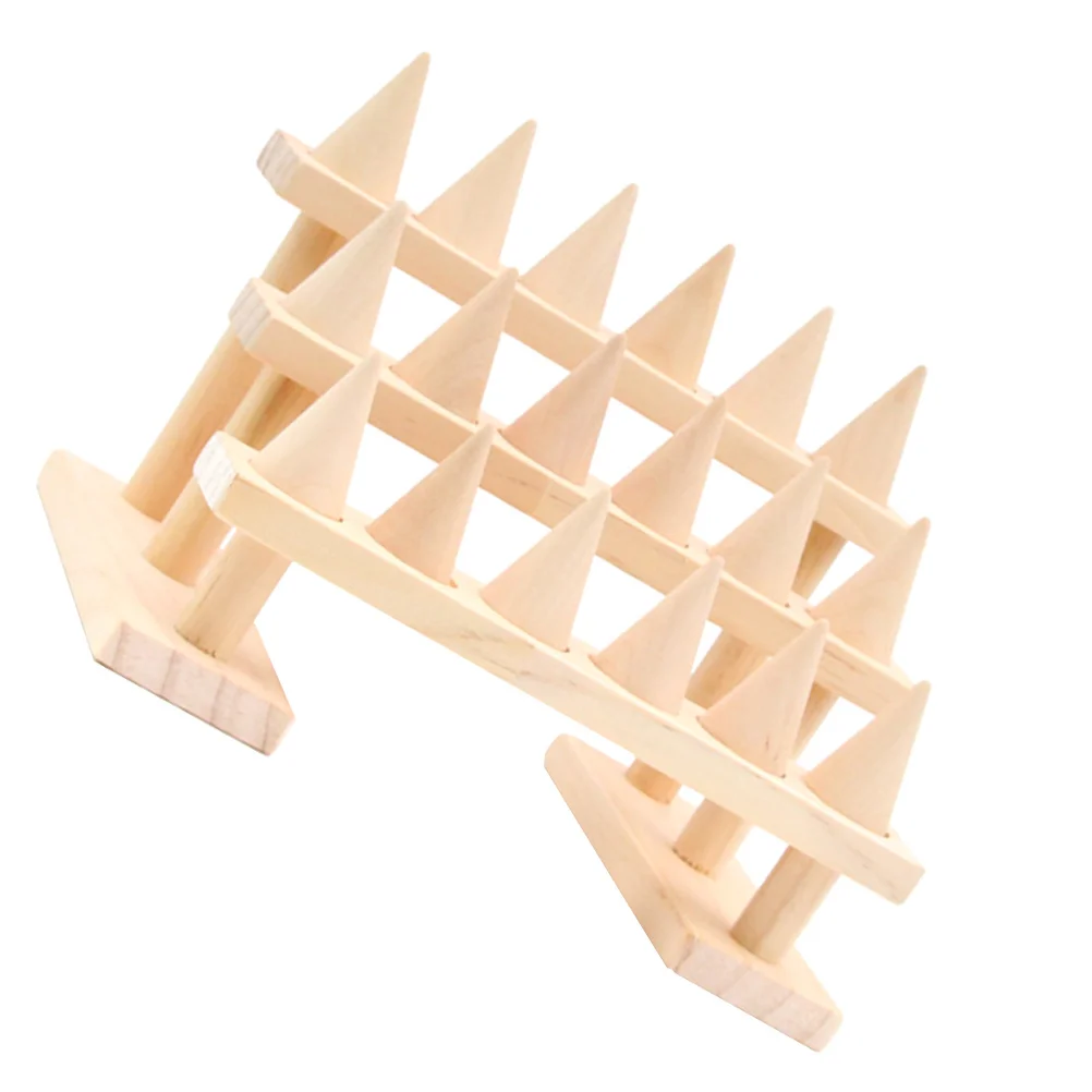 

Cone Ring Stand Wooden Finger Ring Holder Display Rack for Jewelry Storage Organizing Rings in Store Or Dressing Table