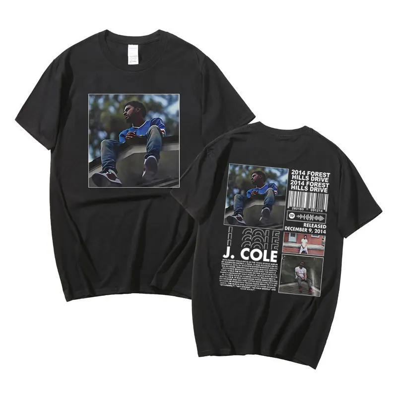 Rapper masculino J Cole 2014 camiseta, Forest Hill Drive, estampa gráfica, streetwear Hip Hop, extragrande, camisetas de manga curta