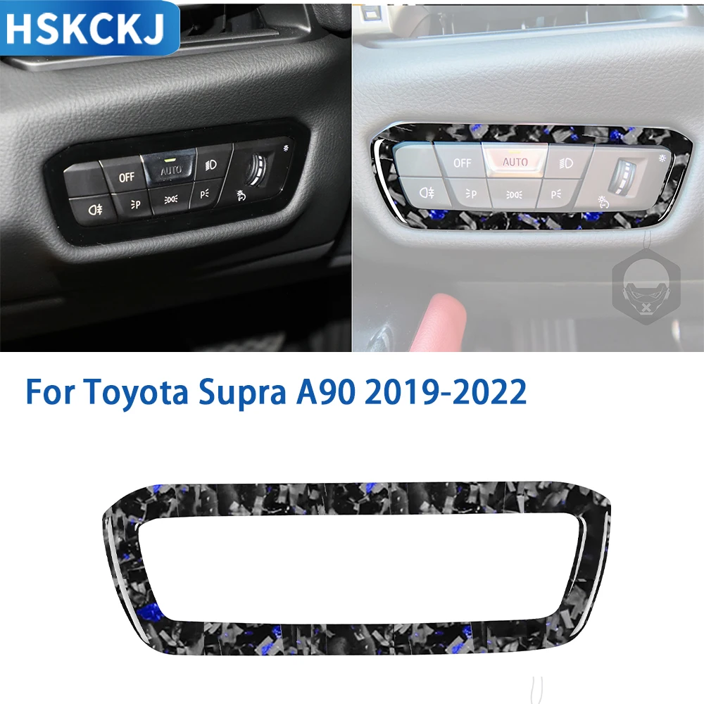 

For Toyota Supra A90 2019-2022 Cent Accessories Soft Carbon Fiber Car Interior Headlight Switch Frame Cover Trim Sticker