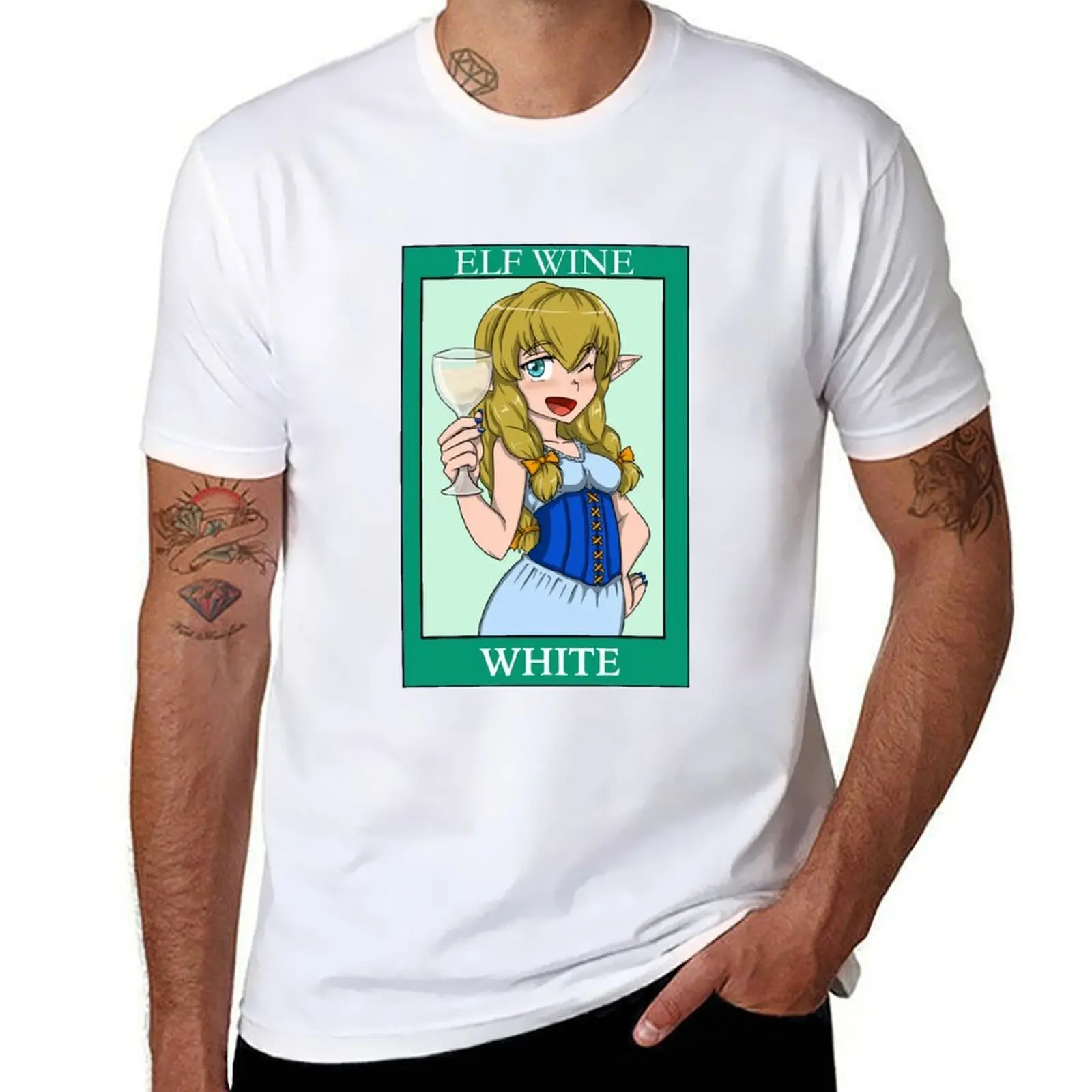 

Elf wine white T-Shirt man tshirt funny t shirts man g man t shirts for men T-Shirt