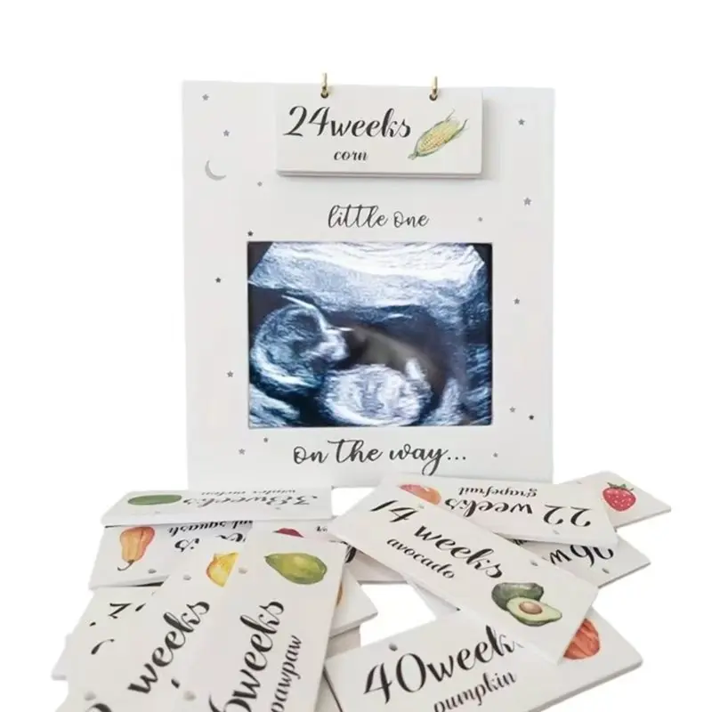 YANA50I Sonogram Picture Frame - Weekly Fruit And Vegs Pregnancy Milestone, Pregnancy Tracker For Bump Growth