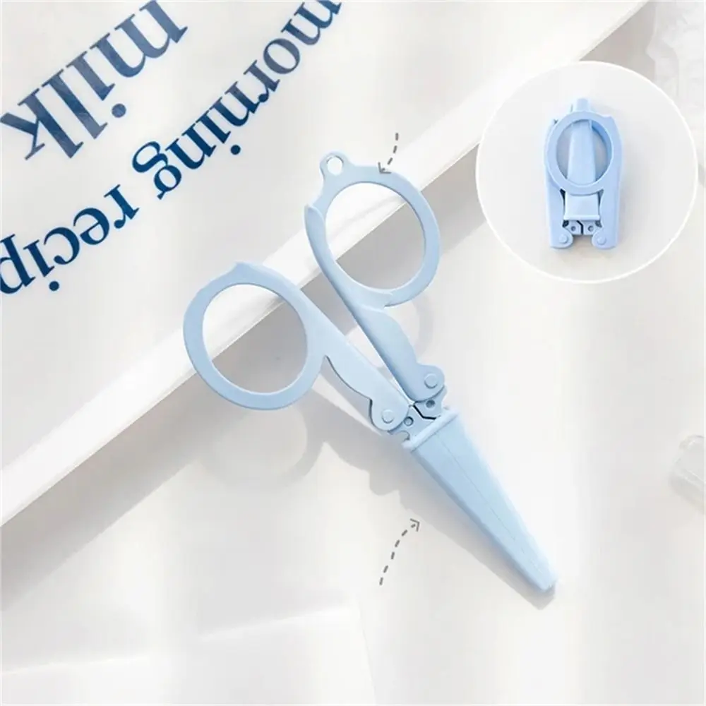 Morandi Color Folding Scissors Paper Work Stainless Steel Stationary Scissors Key Chain School Paper Cutter Handmade Tools