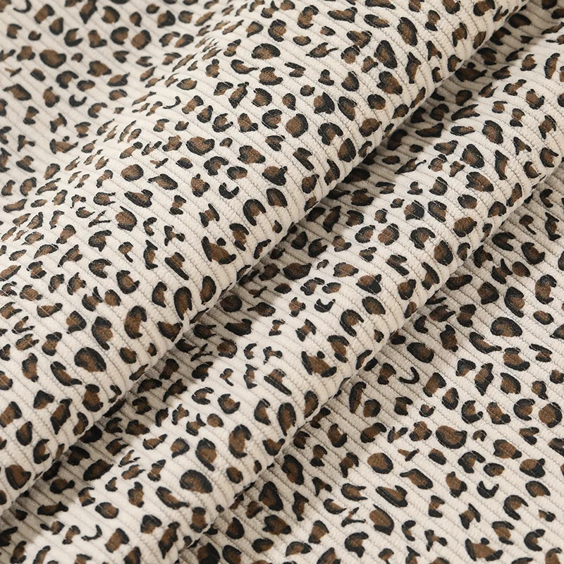 Elastic leopard print Corduroy Fabric Solid Color Stripe for Sewing Apparel Overcoat Skirt Pillow Bed Sheet Cover Clothes 420g/m