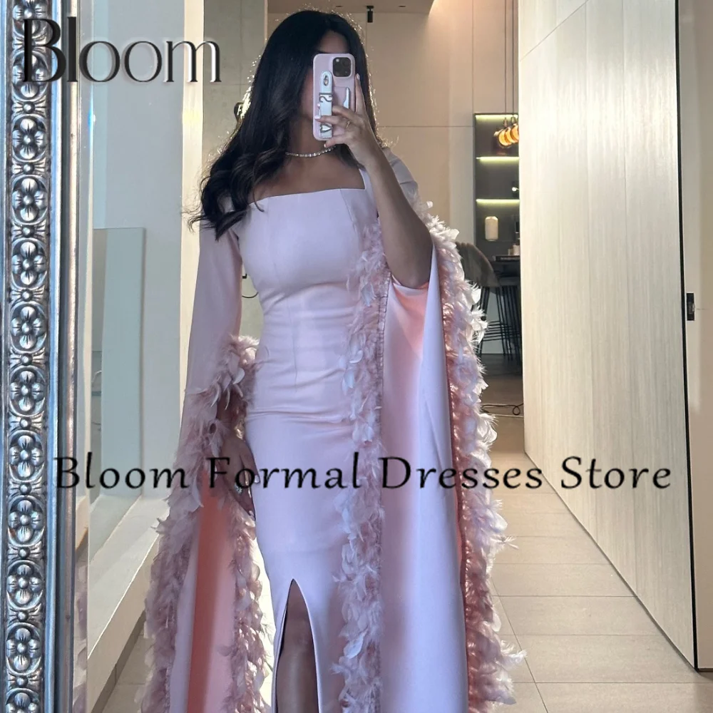 Bloom Watteau Train Solid Color Ankle Length Square Neck Ruffles Ankle Length Zipper Back Jersey Bespoke Occasion Gowns Charming