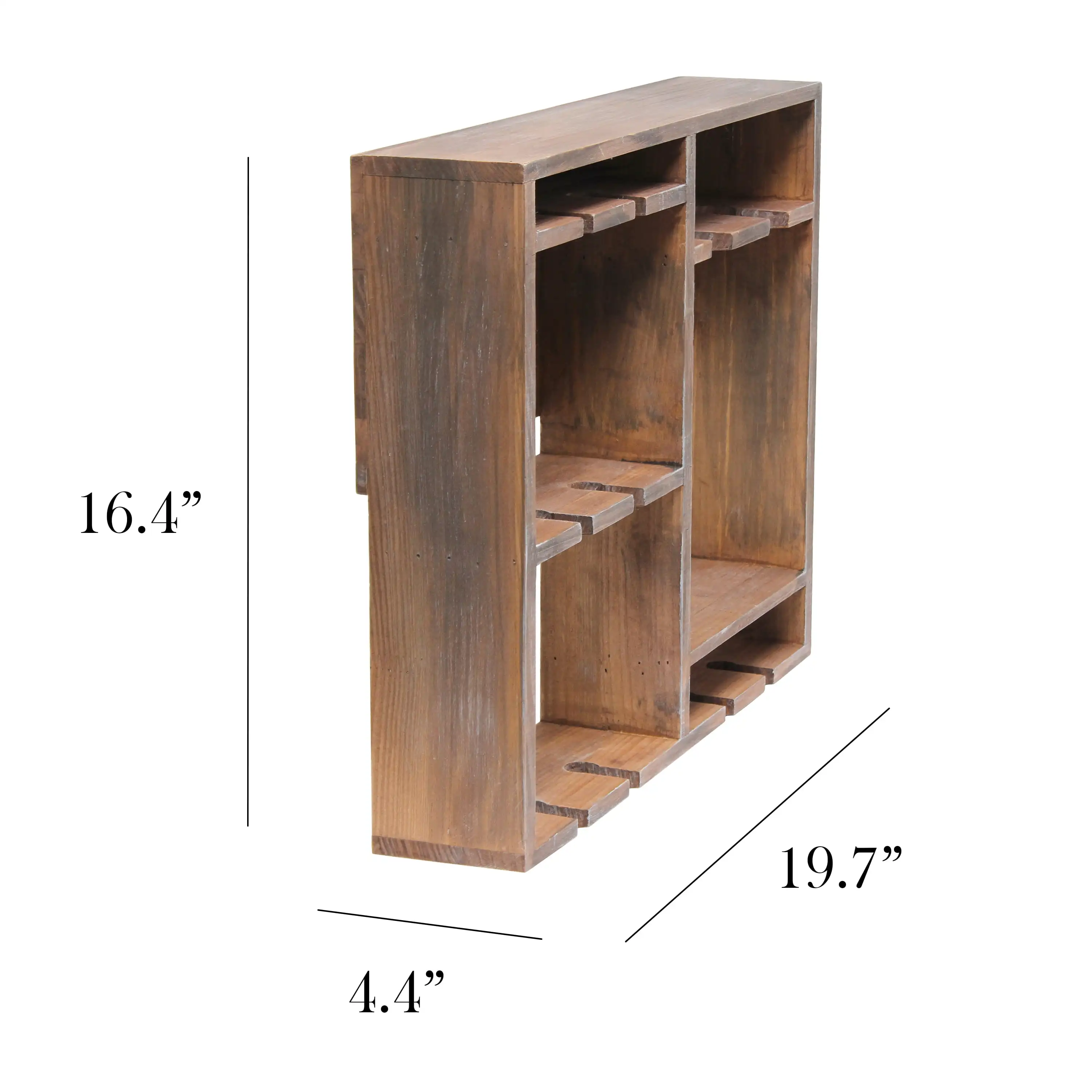 

16.4" Wall Mounted Wood Wine Rack Shelf, Stemware Holder, Restored Wood
