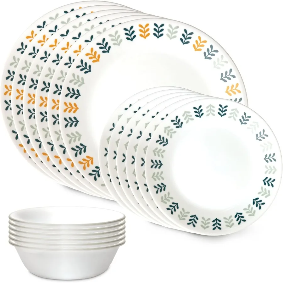 

Vitrelle 18 Piece Glass Dinnerware Sets Service for 6 Triple Layer Chip and Crack Resistant Glass Plate and Bowl Sets Anders