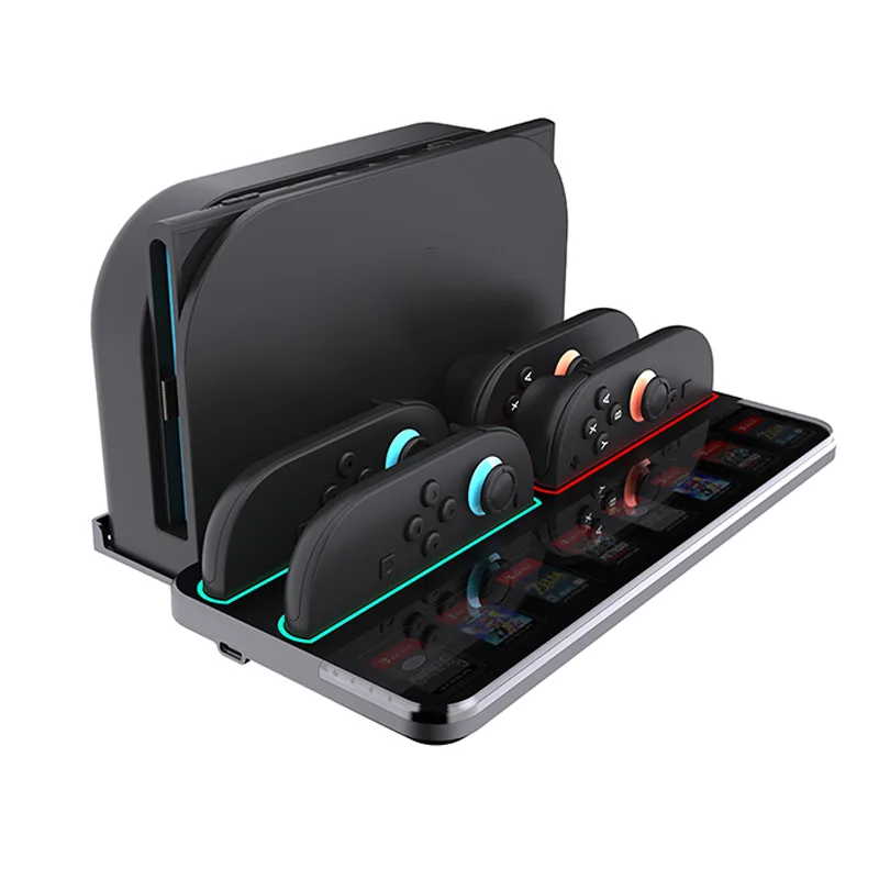 Multi-Function Charging Station UT01 for Nintendo Switch 2 with 4 Charger Ports 8 Game Card Storage LED Indicators
