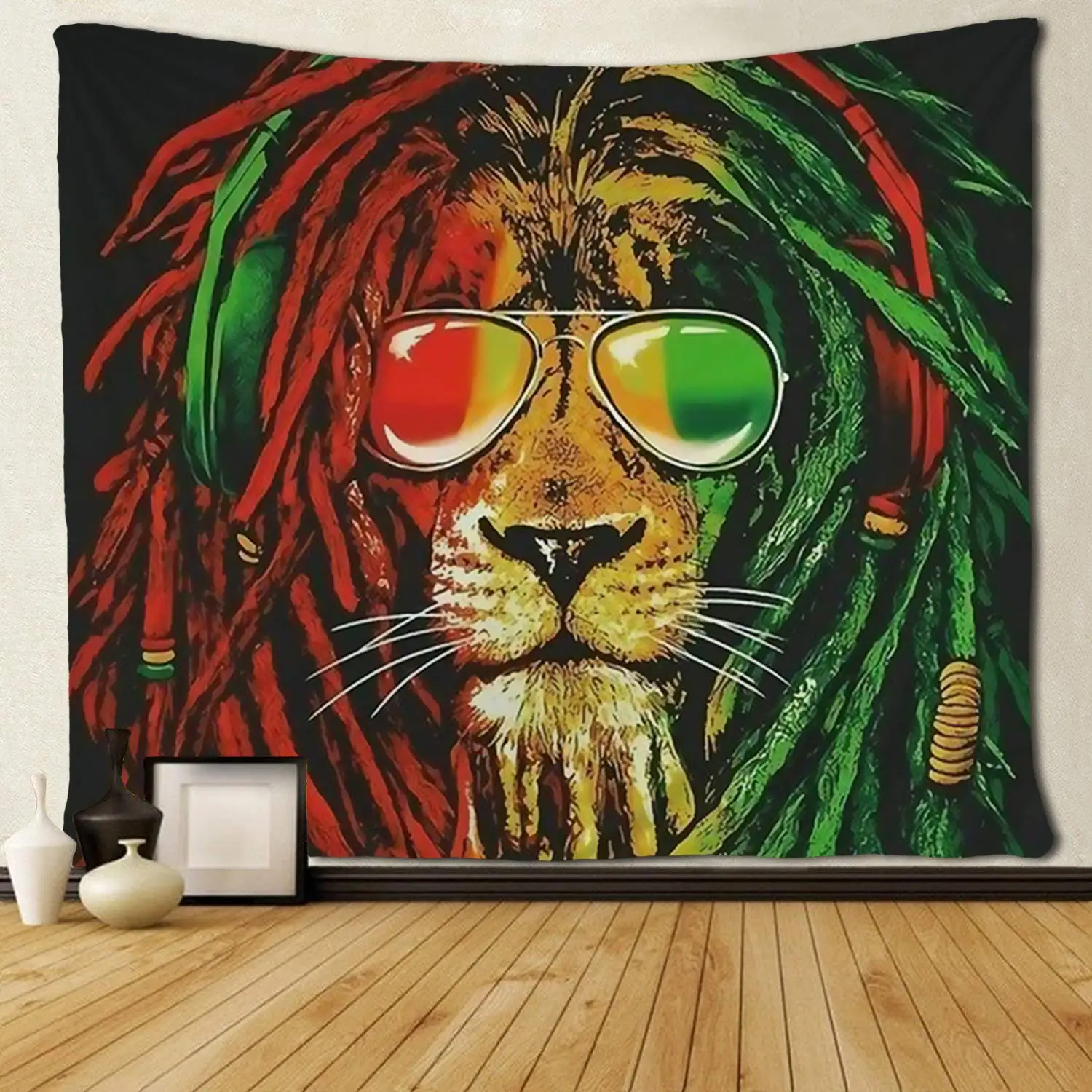 Rasta Rastafarian Tapestry Lion Head Bob Tapestry Wall Hanging Backdrop for Living Room Bedroom Dorm Psychedelic Decor Tapestry