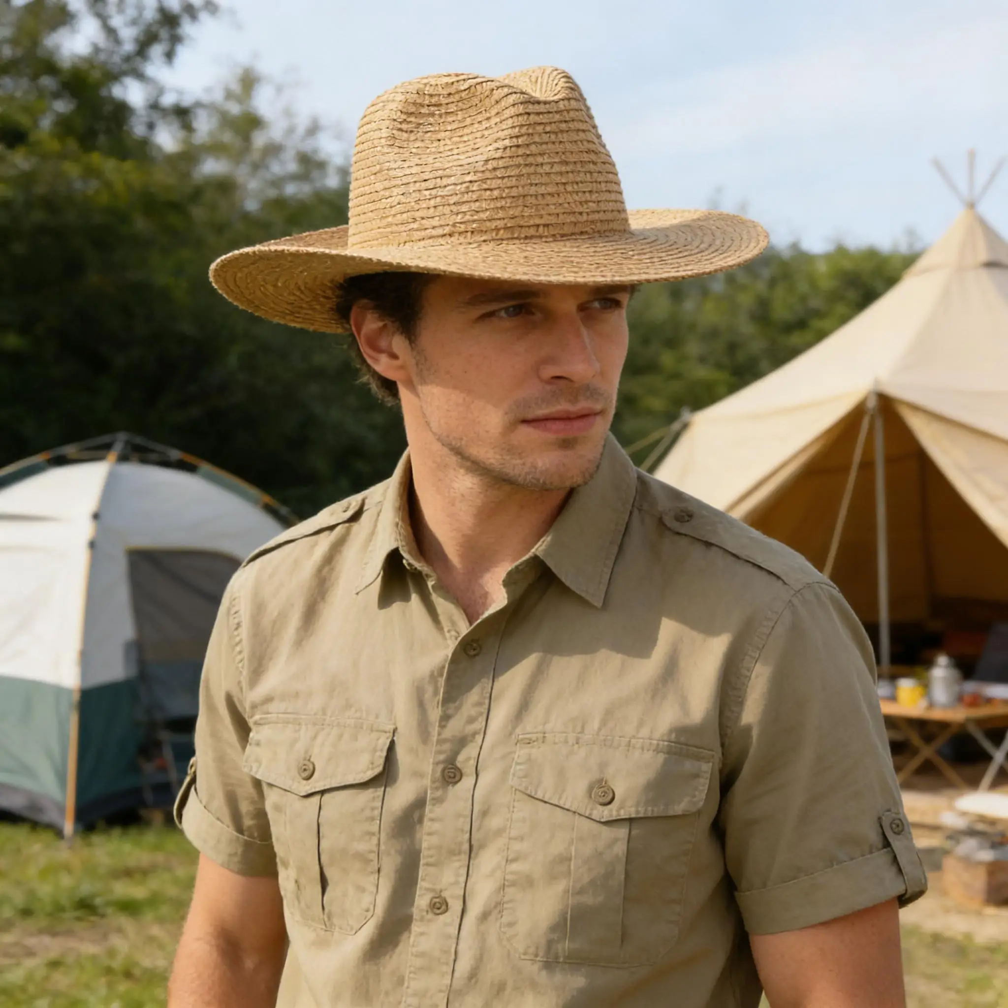 Straw Panama Hat, Foldable Beach Hat Wide Summer Cap for Women Men