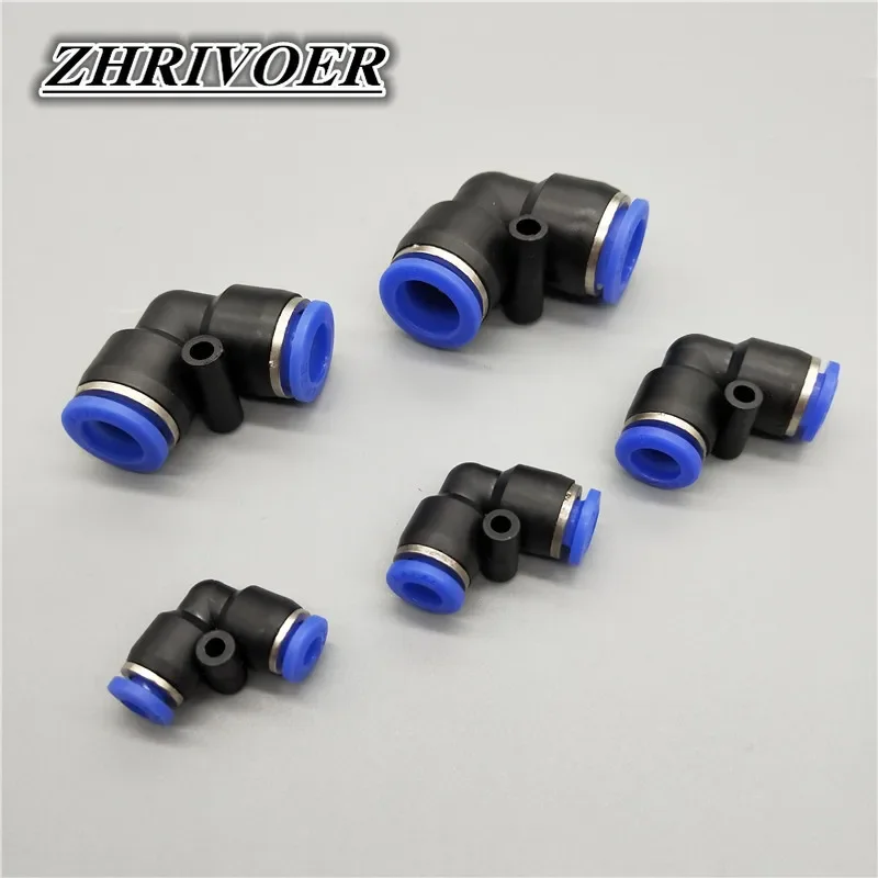 Pneumatic Elbow Union Connector 4mm 6mm 8mm 10mm 12mm 14mm 16mm OD Hose Tube Pipe Slip Lock Plastic Gas Quick Fitting L Shape