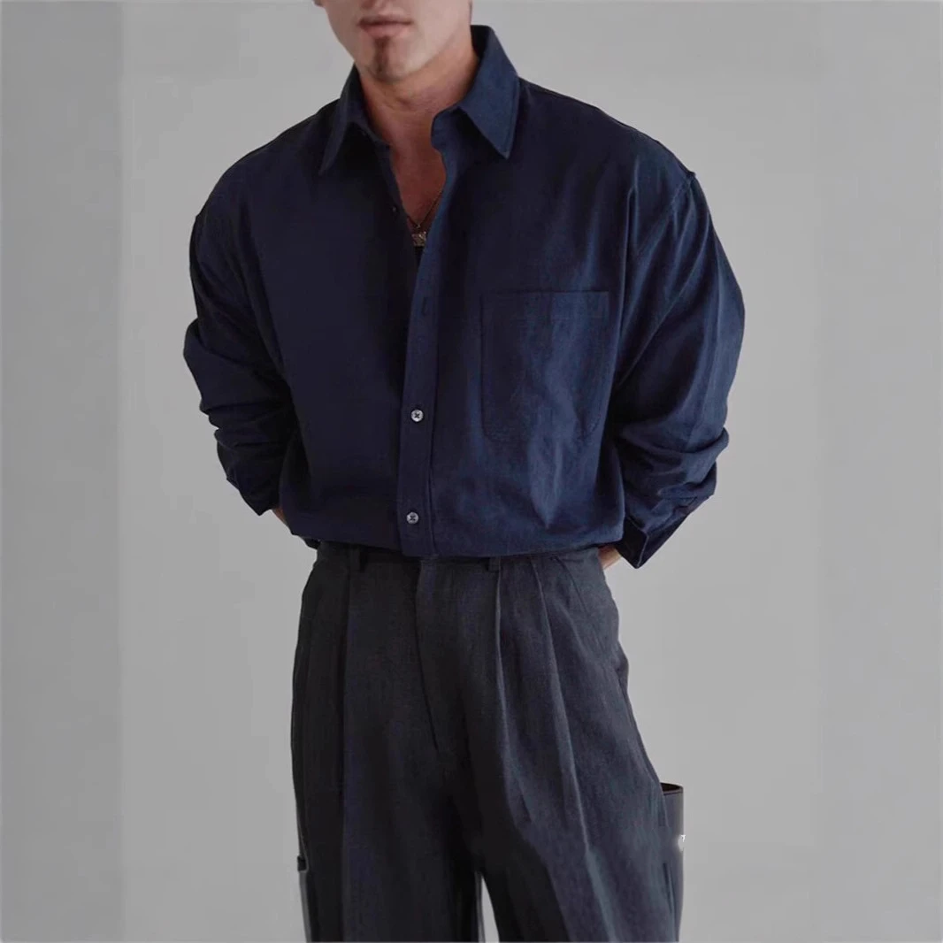 Vintage Men's Cotton and Linen Shirt, Long-sleeved Lapel Shirt, New Autumn Style, Casual Slim-fitting Men's Cardigan