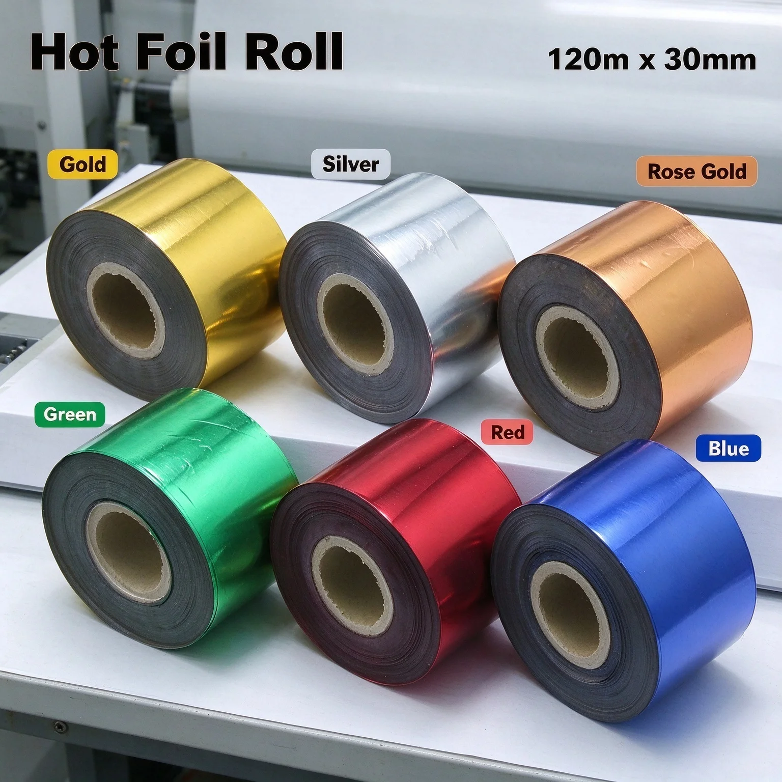 30mmx120m Gold Blocking Silver Black Foil Paper Leather Craft Foil Gilded Paper for Hot Stamping Bronzing Machine Use