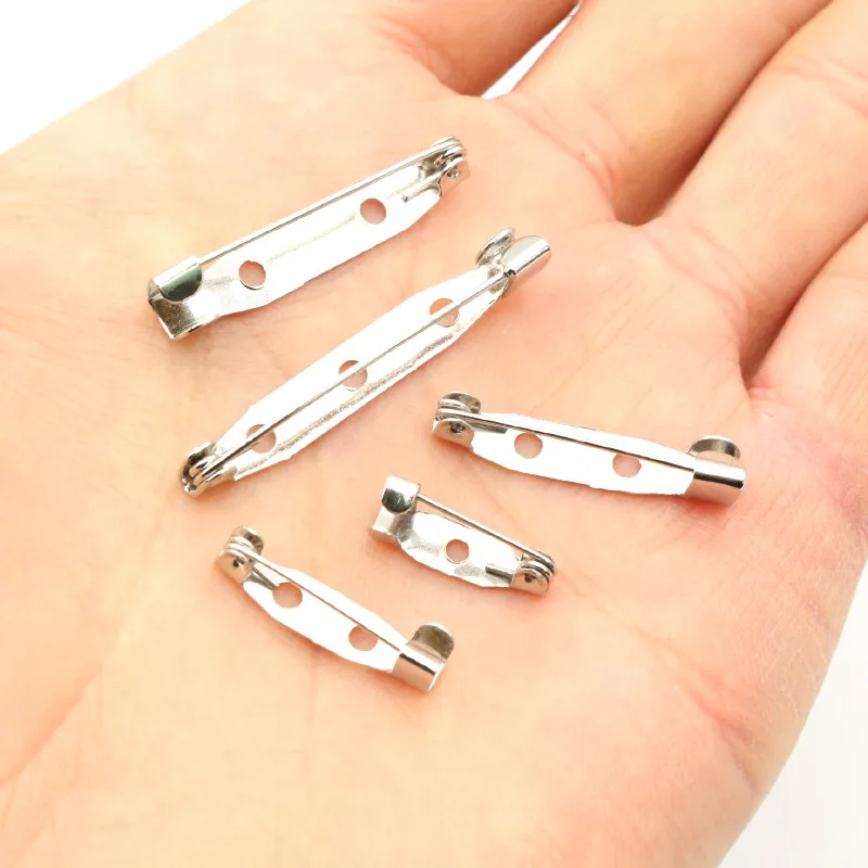 50pcs 15/20/25/30/35/40mm 길이 안전 핀 브로치 설정 기본 웨딩 부케 브로치 DIY Findings 만들기위한 7 색