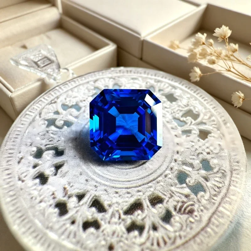 Laborgezüchteter Edelstein Kobaltspinel Asscher-Schliff mit Zertifikat Großhandel – Detail 5