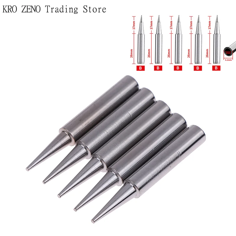 5pcs High Quality Copper Solder Iron Tips Set Welding Equipment Accessories Lead-free Pure Copper 900M-T-B For Soldering Station