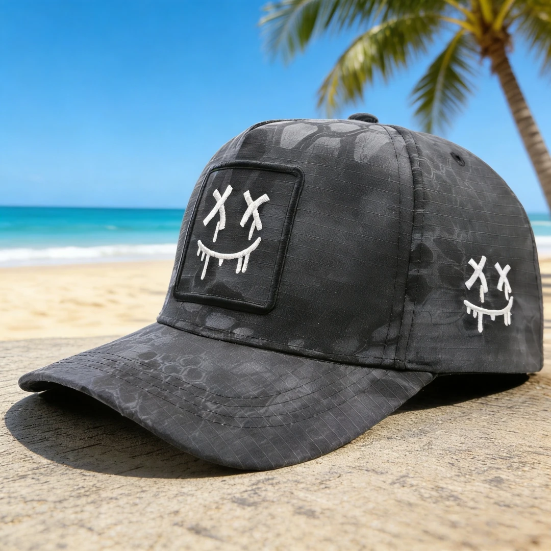 Modischer Tarnmützen-Hut mit einzigartigem Stickdesign - Heben Sie sich im Sommer-Stil ab, ideal für lässige Ausflüge, passend zum Schwimmen. – Detail 4