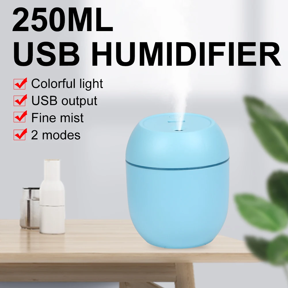 

USB Portable Air Humidifier Essential Oil Diffuser 2 Modes Auto Off with LED Light for Home Car Mist Maker Face Steamer 250ml