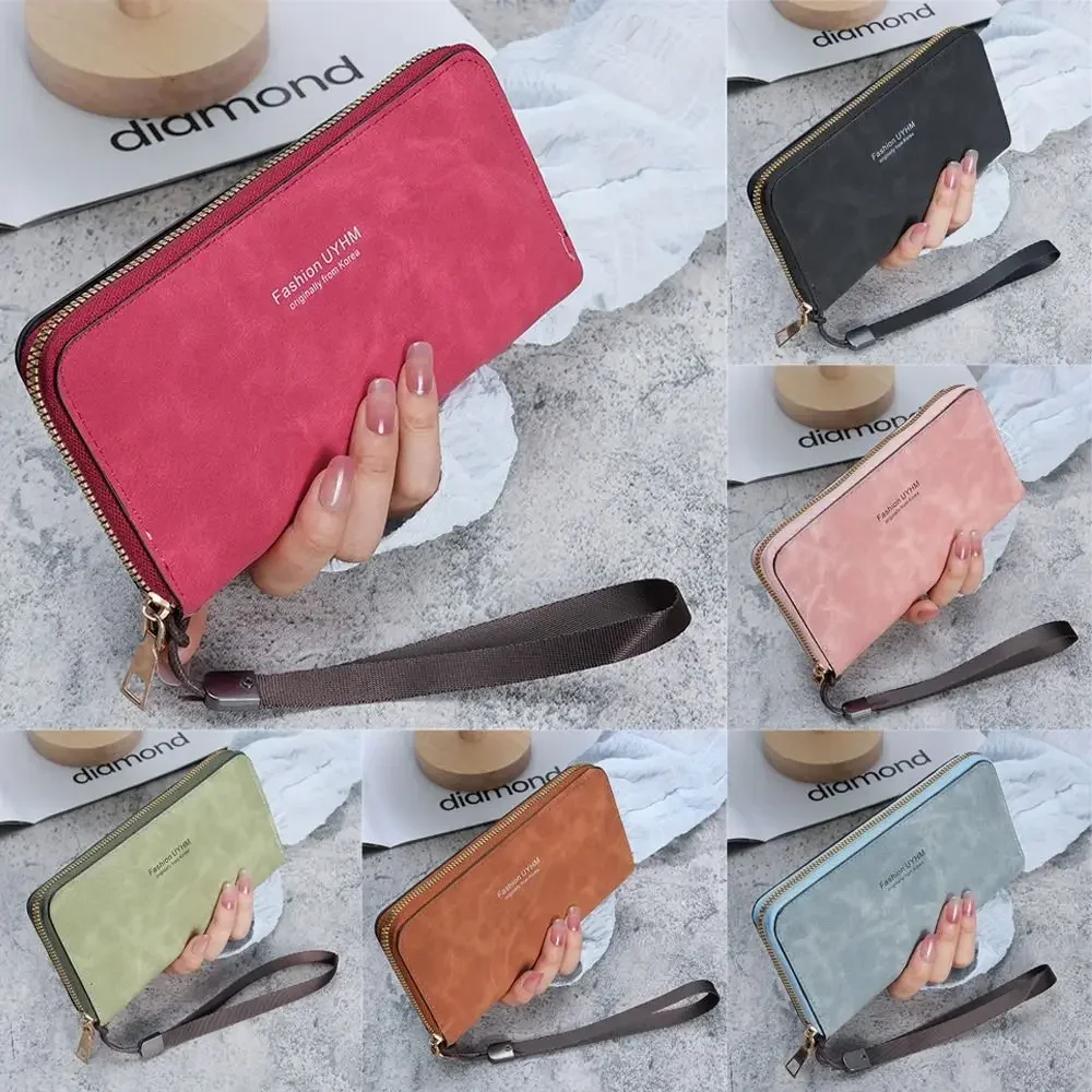 إلى الأبد الشباب محفظة المرأة طويلة بولي PU القياسية محافظ 2024 جديد ريترو أنثى السلس سستة محفظة سيدة حقيبة الرسغ جيوب بطاقة