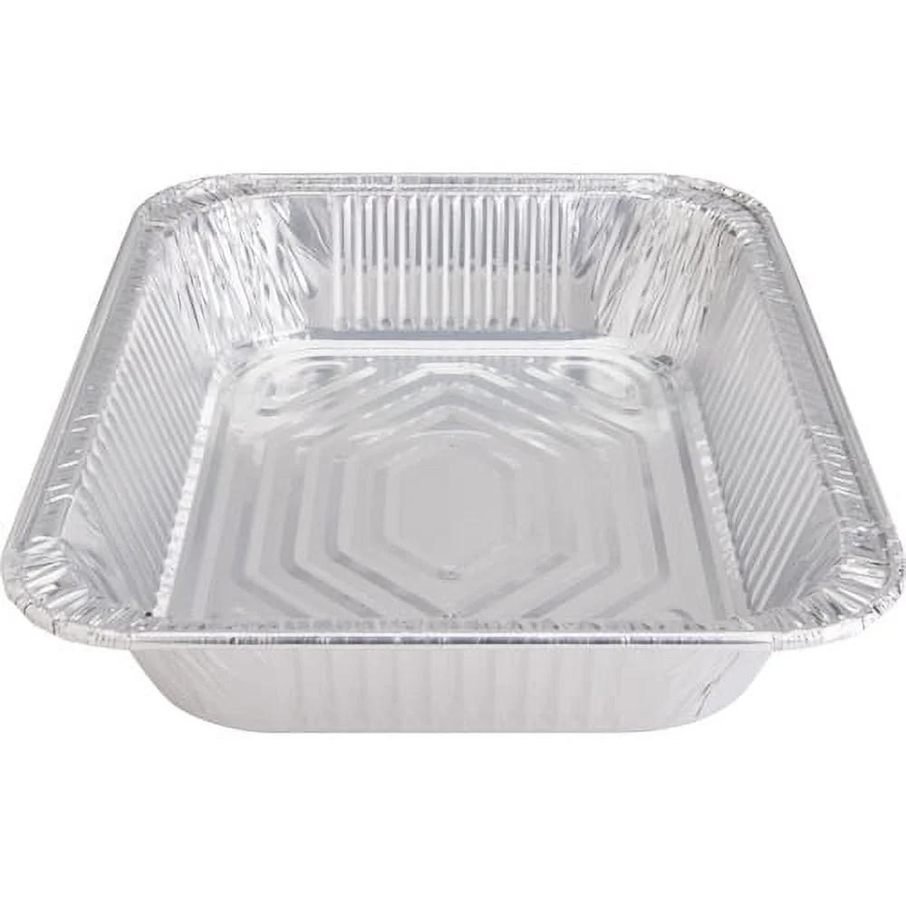 Disposable Aluminum Half-Size Pan 4 Quart Durable Cooking Serving Foil Pans 100 Pack Easy Cleanup Catering Events