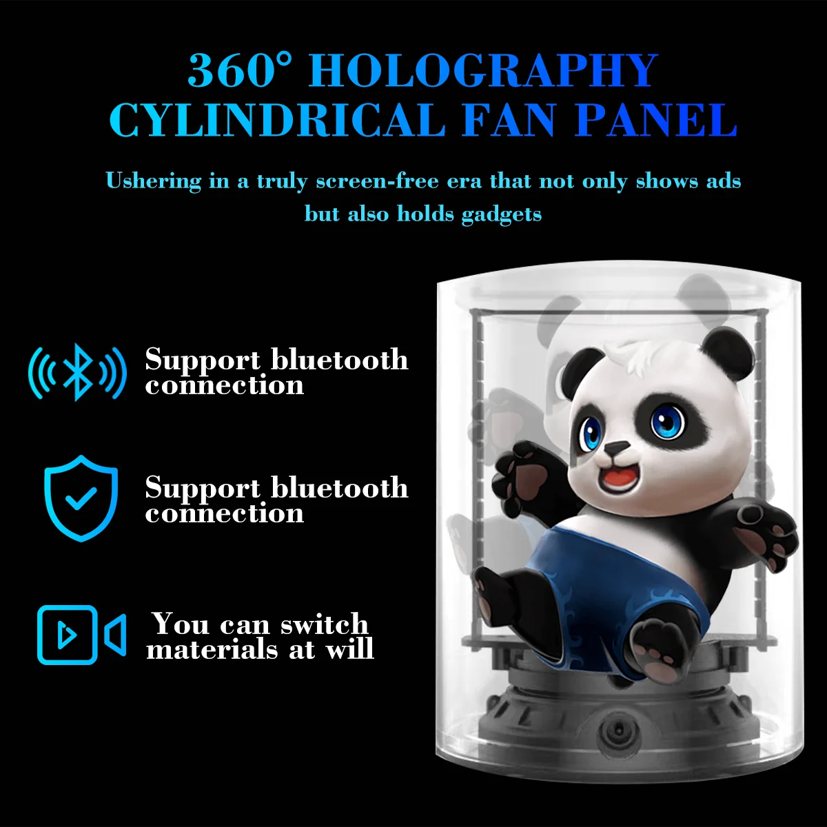 

Naked eye 3D holographic fan LED light beads 360 degree viewing angle cylinder 3D display Bluetooth WIFI advertising neon lights