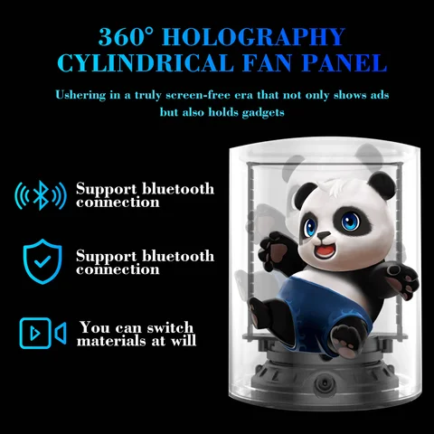 3D 홀로그램 선풍기 LED 조명 구슬, 360 도 시야각 실린더, 3D 디스플레이, 블루투스 와이파이 광고 네온 조명