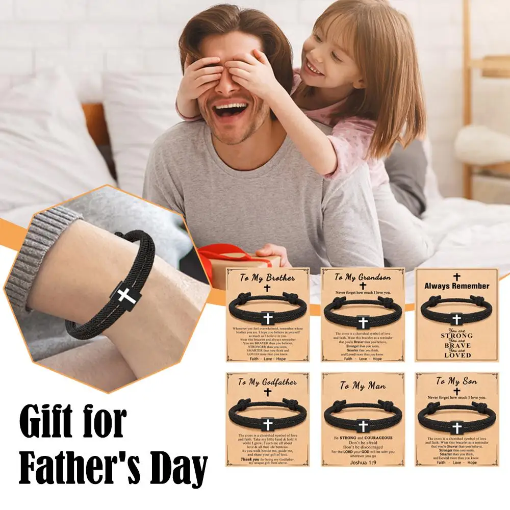 Gelang Salib Tali Kepang Gelang Yesus Gelang Kristen Dapat Disesuaikan Gelang Religius untuk Ulang Tahun Pembaptisan Kristen K1X9