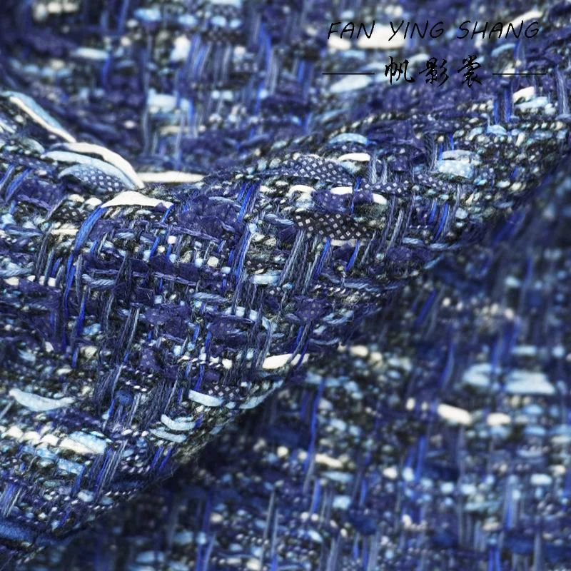 

Синяя твидовая ткань Blue Butterfly Yarn для пальто, швейная ткань, ткань для шитья, ткань для кутюр