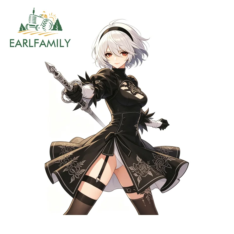 

EARLFAMILY Waifu Nier 2b Motorcycle Graffiti Sticker Personality Graphics Decal Simple Scratch-Proof PVC PVC Racing Drifting