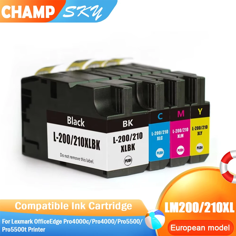 Champ Sky 200XL 210XL LM200XL LM210XL Premium Color Compatible InkJet Ink Cartridge for Lexmark OfficeEdge Pro4000c Pro5500