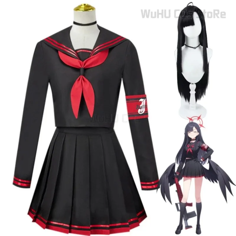 لعبة الأزرق الأرشيف الرسوم المتحركة ناكاماسا إيتشيكا تأثيري حلي شعر مستعار اليابانية JK موحدة تنورة امرأة مثير Kawaii هالوين البدلة؛