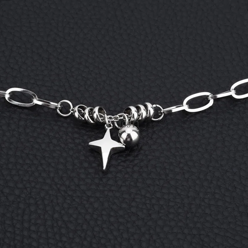 힙합 락 크로스 스타 매력 팔찌 유행 한국 십대 학생 핸드 체인 팔찌 여성을위한 스테인레스 스틸 팔찌 나