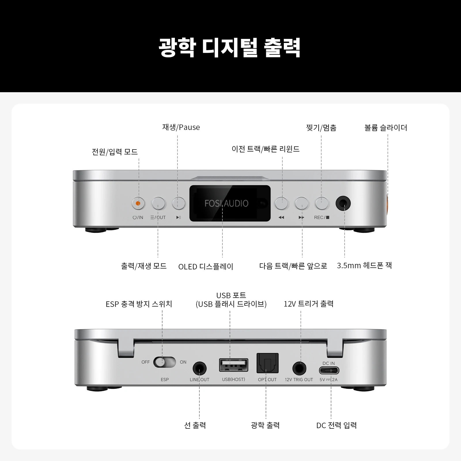Fosi Audio Merak HiFi CD 플레이어 210MW *2 헤드폰 앰프 DAC(리모컨 포함) CS43131 USB 리핑 USB 드라이브 입력 지원