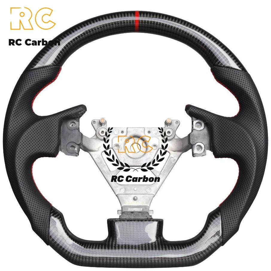 

Real Carbon Fiber Steering Wheel for Infinit G35 2004 2005 2006 2007 Carbon Fiber Perforated Leather Wheel Red Stripe