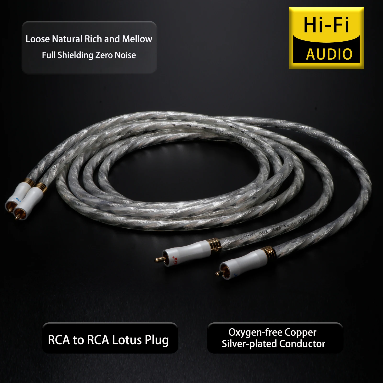 

2RCA to 2RCA OFC Copper Male to Male 24K Gold Plated Lotus Connector Plug Audio Cable Zero Noise RCA Cable for AMP Box TV