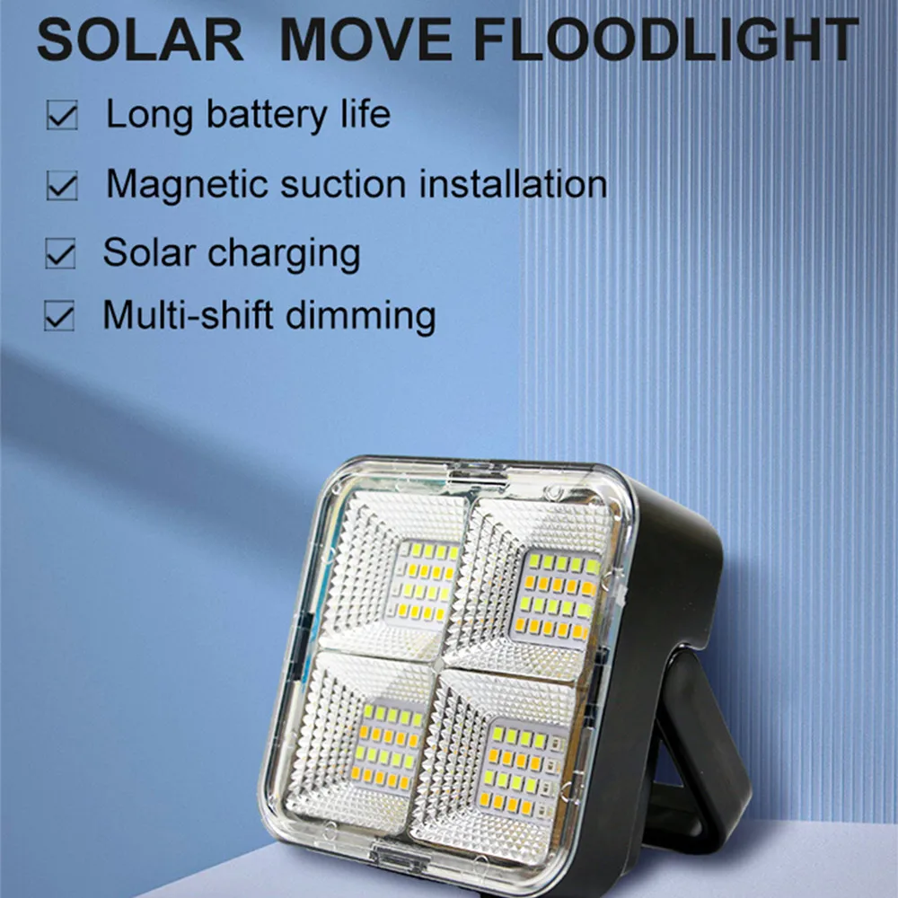 

LED Solar Floodlight Rechargeable Waterproof Emergency Lighting Outdoor Camping Portable Searchlight
