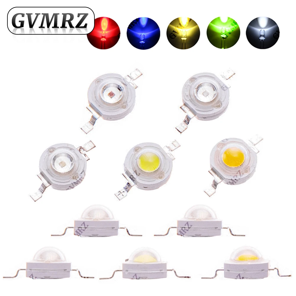 10PCS 1W LED Chip Bead White Red Yellow Blue Green for PCB DIY Electronics