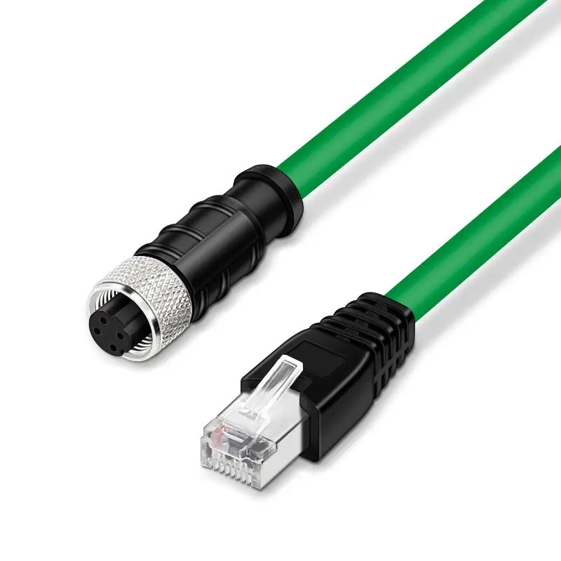 Kabel kodujący M12 do RJ45 4-pinowy żeński typu D do Cognex Industrial Ethernet IP67 rj45 do głowicy M12 Czujnik kodowany D Przewód ekranowany