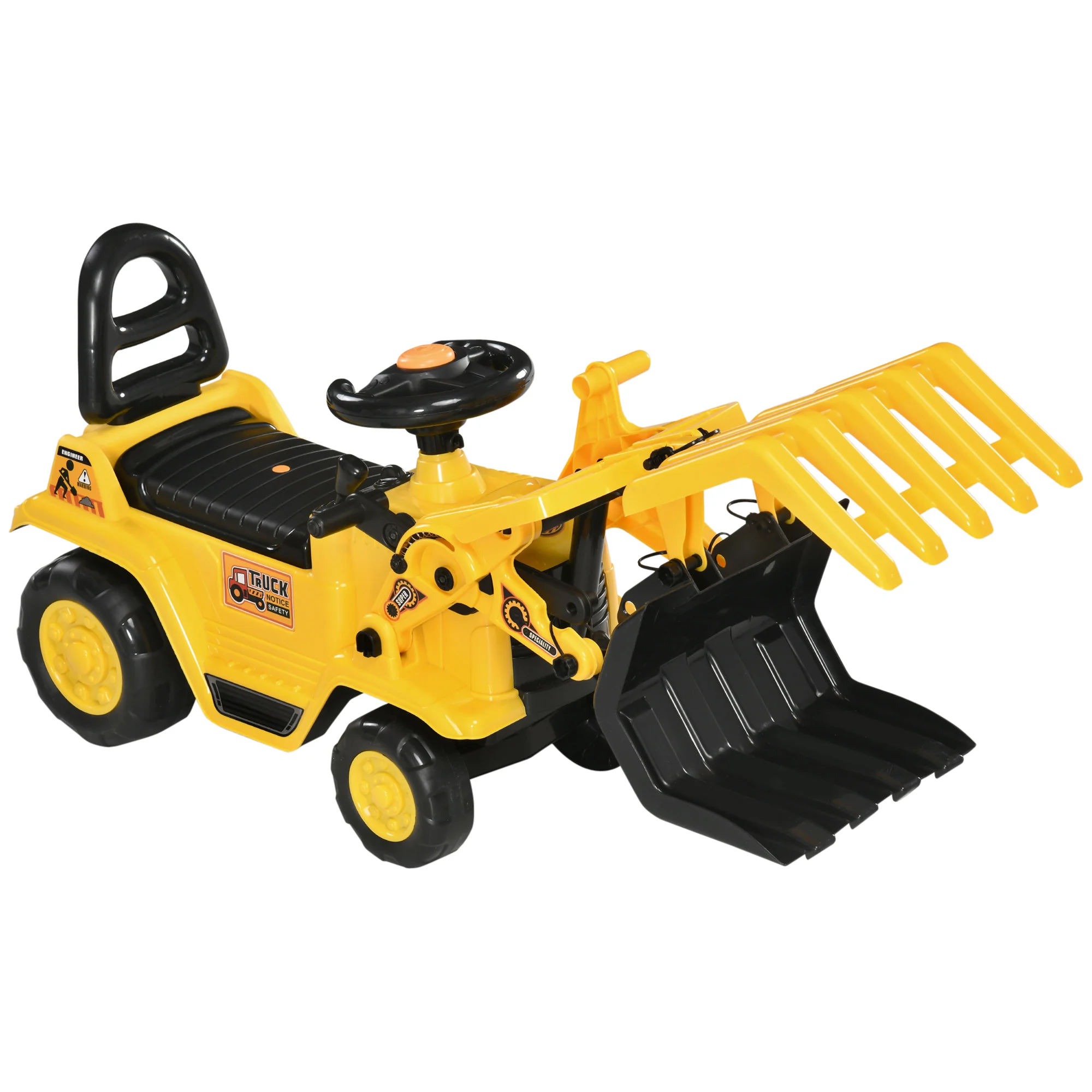 HOMCOM Tractor without pedals for children + 3 years old with mobile shovel 83x27x39 cm