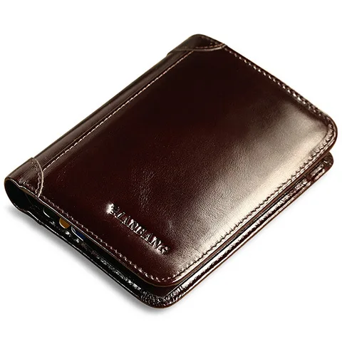 

2023 New Fashion Men's Wallets 100% Cow Genuine Leather Short Wallet Quality Male Cash Purses Clutch Boy 3 Fold Casual Wallet