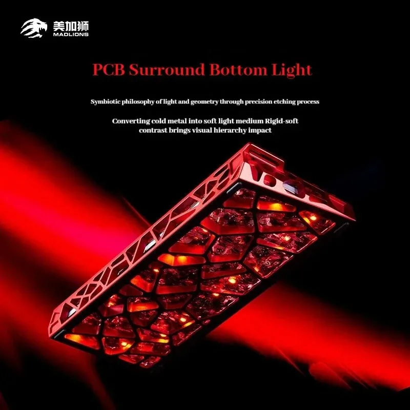 MADLIONS MAD Light 60 HE لوحة مفاتيح مغناطيسية مجوفة من سبائك الألومنيوم أغطية مفاتيح شفافة لوحة مفاتيح سلكية احترافية للألعاب