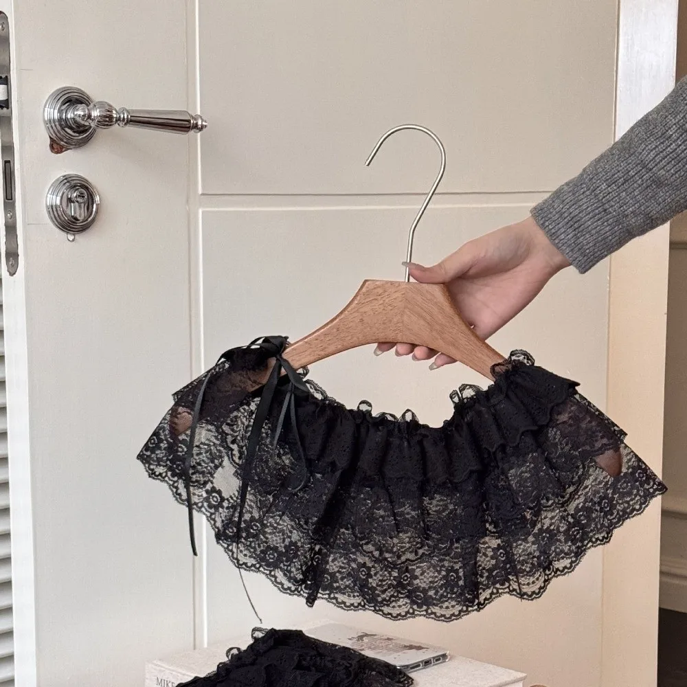 

Accessory Flowers Lace Layered Lace Skirt Mesh Adjustable Irregular Skirt Tie Belt Decorative Hemline Halfbody Skirt Belt Women