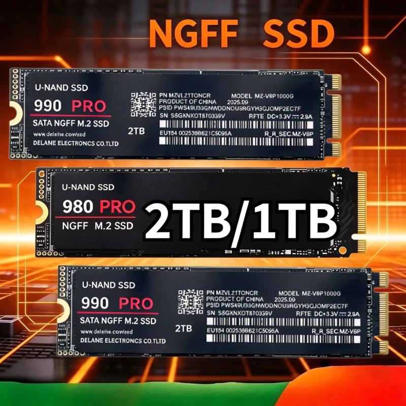 980Pro/990Pro M2 SSD Solid State Drive 1TB, 2TB, PCIe 4.0 NGFF, 7400MB/s Suitable For laptops And PC desktops