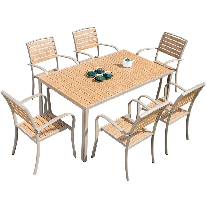 courtyard waterproof and sun-proof outdoor balcony outdoor leisure plastic wood tables and chairs